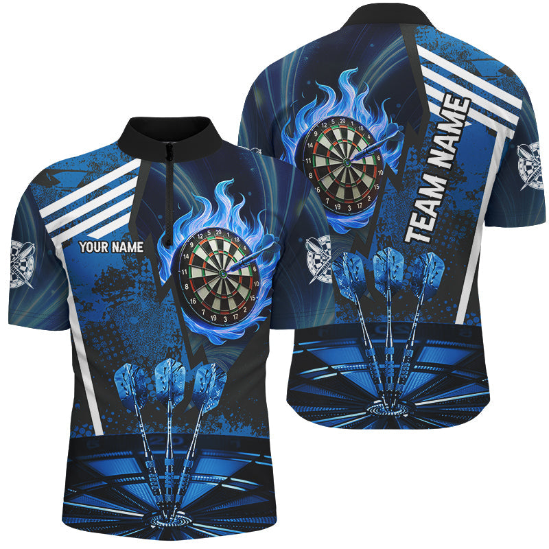 Blue Dartboard Fire Flame Hitting Target Custom Dart, Darts League Team