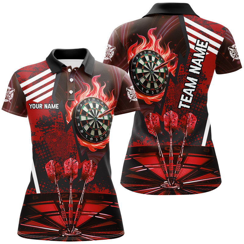 Red Dartboard Fire Flame Hitting Target Custom Dart, Darts League Team