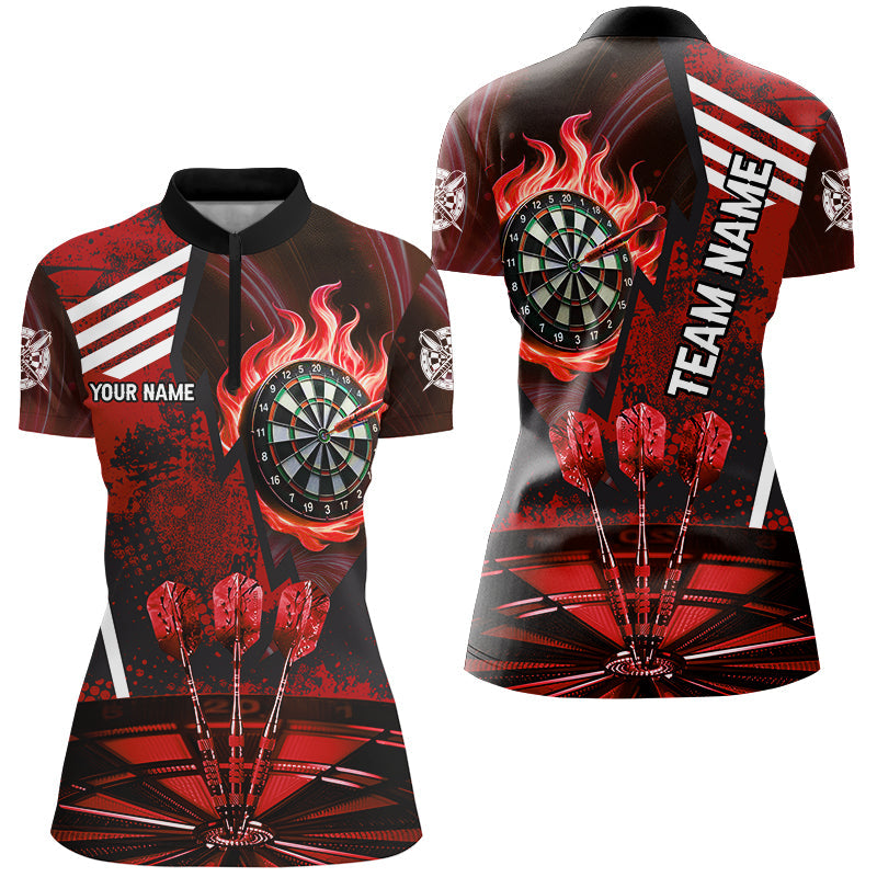 Red Dartboard Fire Flame Hitting Target Custom Dart, Darts League Team