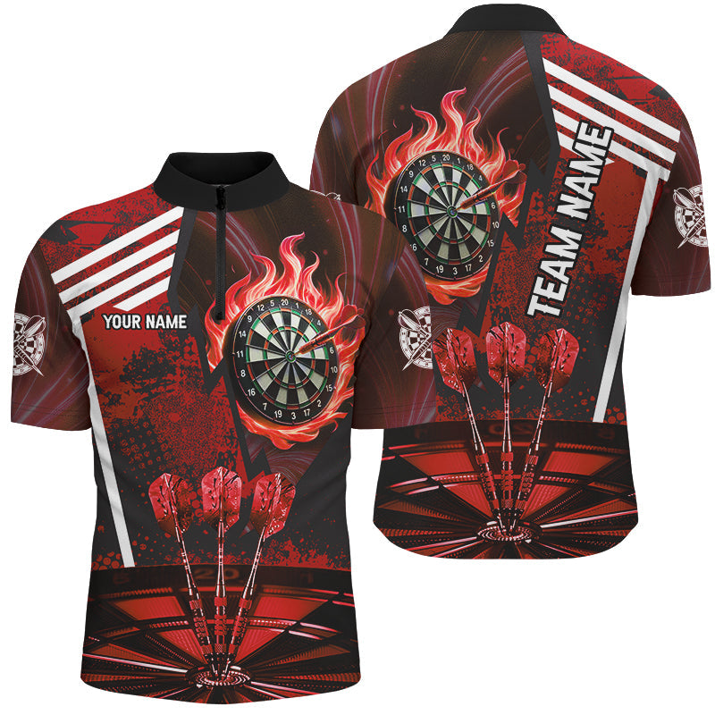 Red Dartboard Fire Flame Hitting Target Custom Dart, Darts League Team