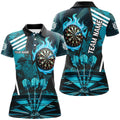 Turquoise Dartboard Fire Flame Hitting Target Custom Dart, Darts League Team