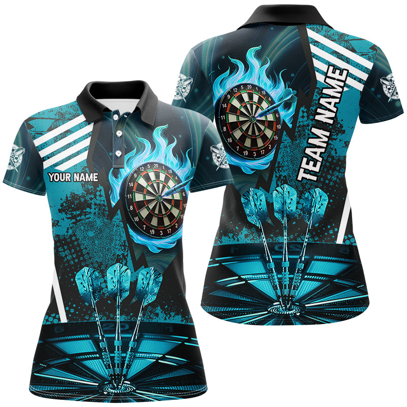 Turquoise Dartboard Fire Flame Hitting Target Custom Dart, Darts League Team