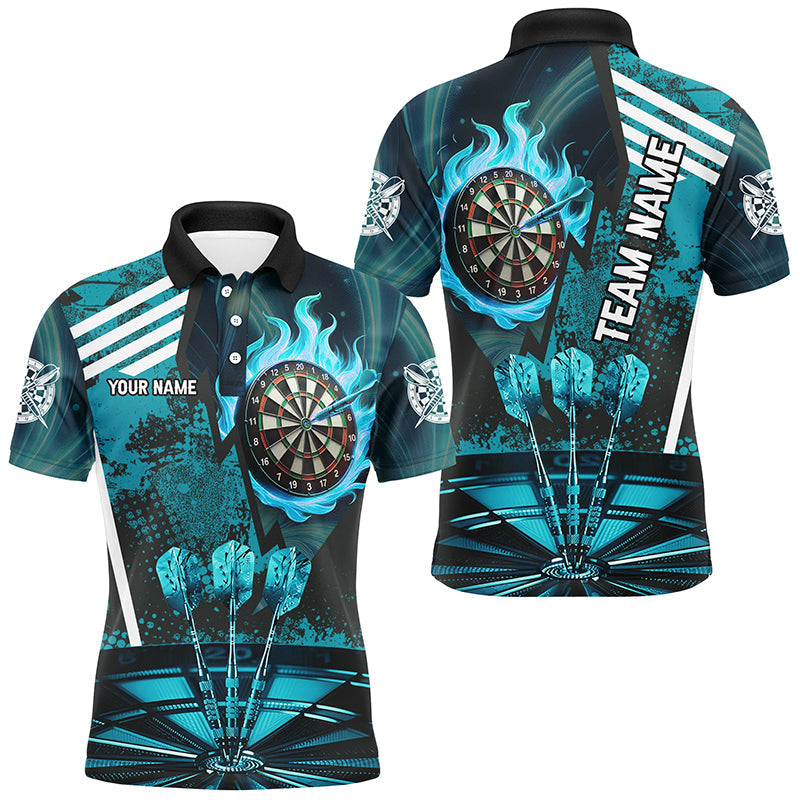 Turquoise Dartboard Fire Flame Hitting Target Custom Dart, Darts League Team