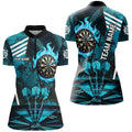 Turquoise Dartboard Fire Flame Hitting Target Custom Dart, Darts League Team