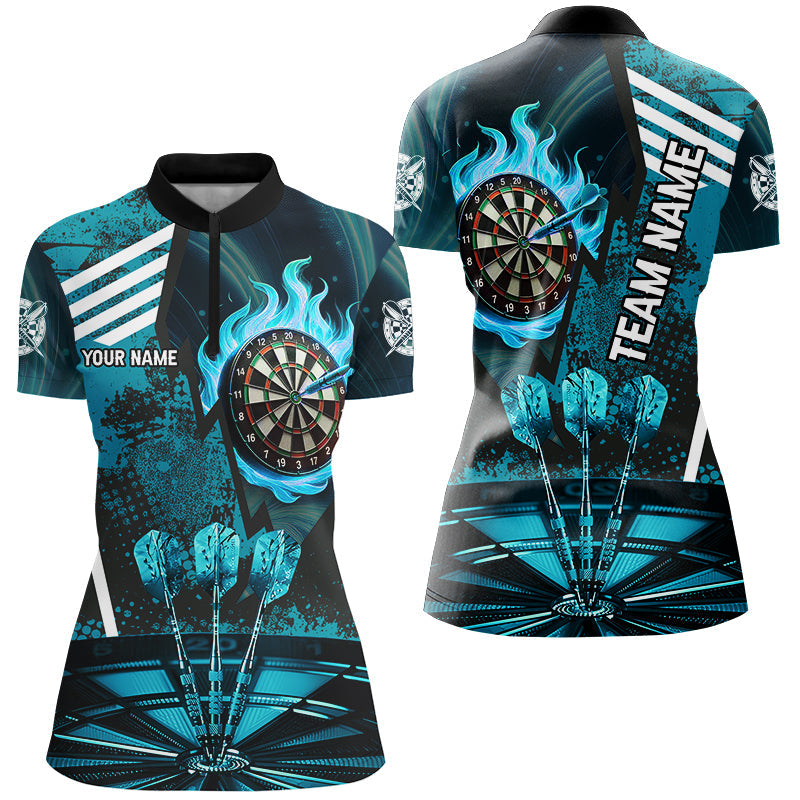 Turquoise Dartboard Fire Flame Hitting Target Custom Dart, Darts League Team