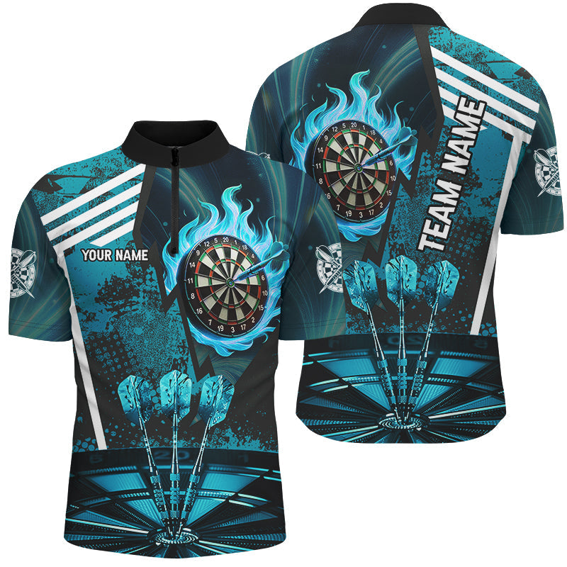 Turquoise Dartboard Fire Flame Hitting Target Custom Dart, Darts League Team