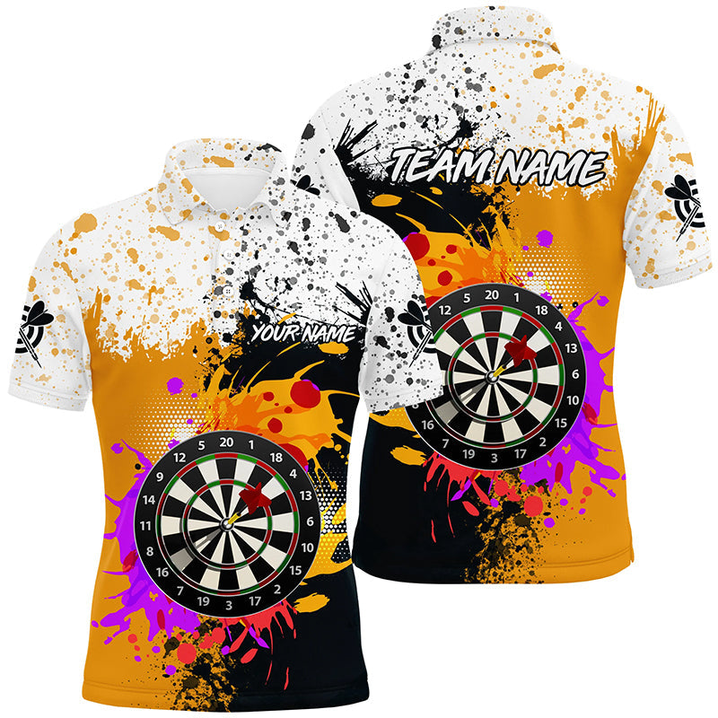 Personalized Black Yellow 3D Dart Board Grunge Style Men Custom Dart Attire