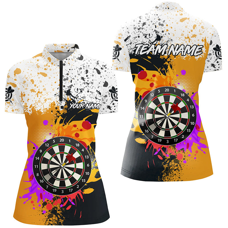 Personalized Black Yellow 3D Dart Board Grunge Style Men Custom Dart Attire
