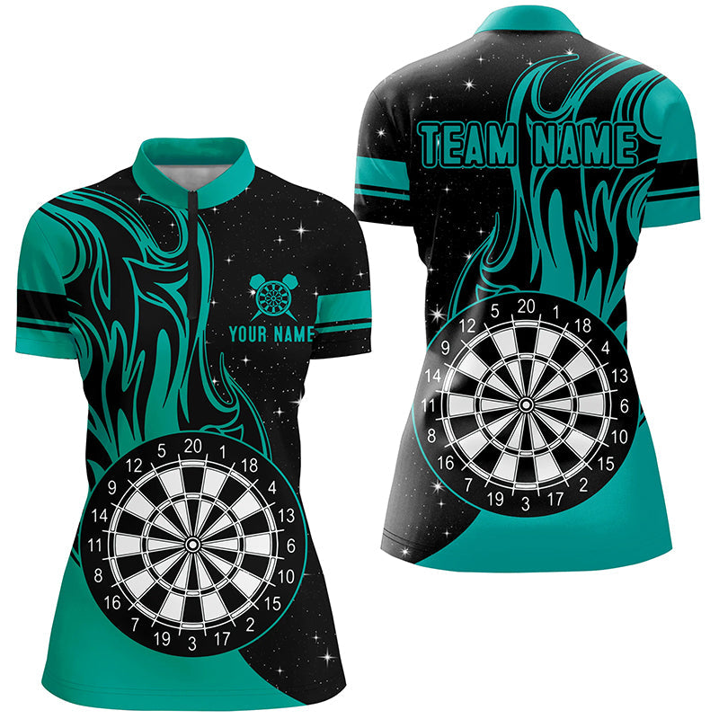 Turquoise Darts Fire Quarter-Zip Best Custom Darts Darts Team