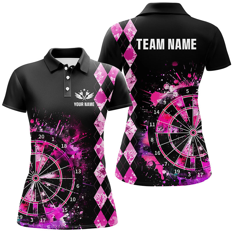 Custom Pink Grunge Darts Board Argyle Pattern Darts, Best Darts Team Attire