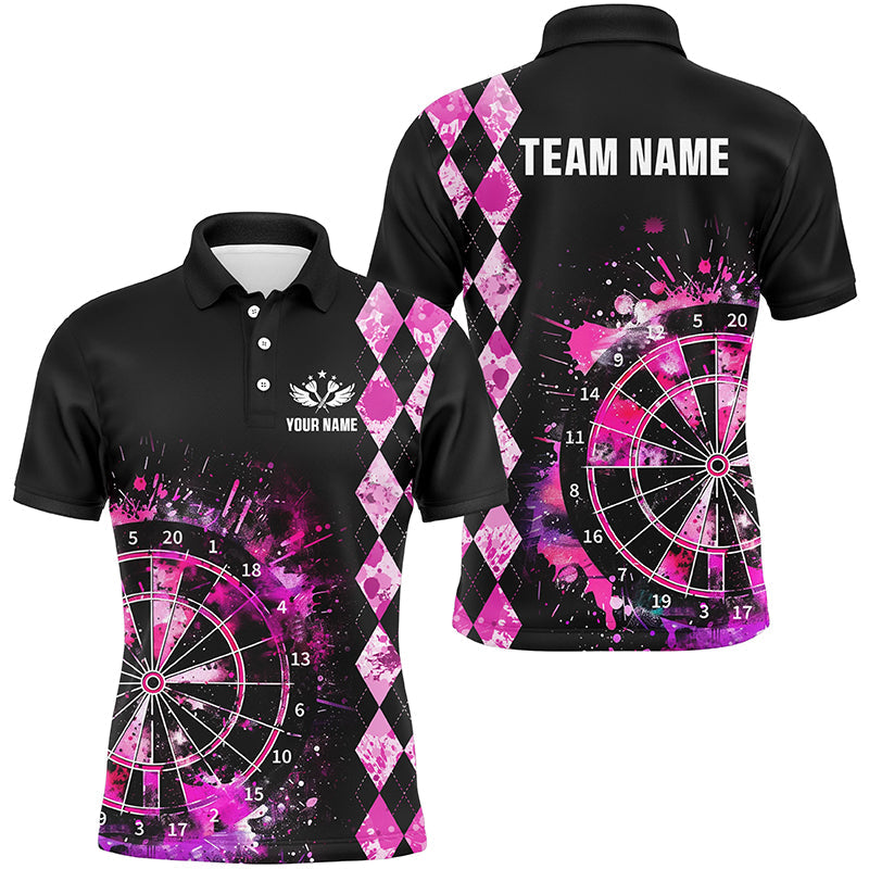 Custom Pink Grunge Darts Board Argyle Pattern Darts, Best Darts Team Attire