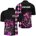 Custom Pink Grunge Darts Board Argyle Pattern Darts, Best Darts Team Attire