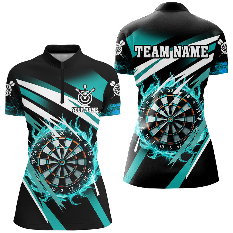 Turquoise 3D Darts Board Fire Custom and Personalized Dart Uniform