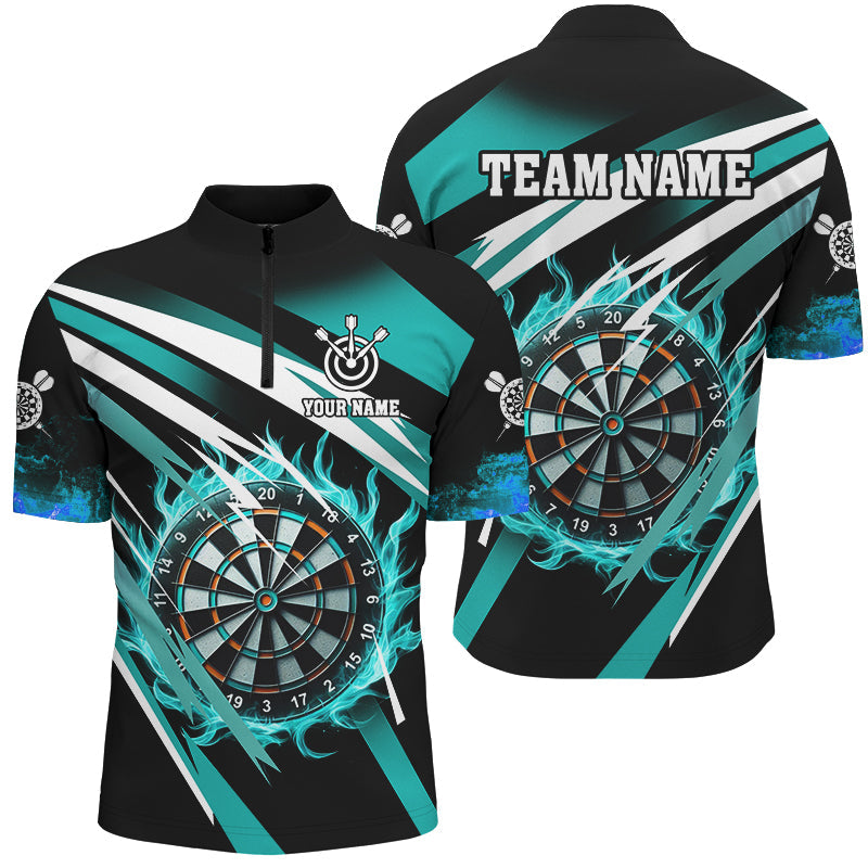 Turquoise 3D Darts Board Fire Custom and Personalized Dart Uniform
