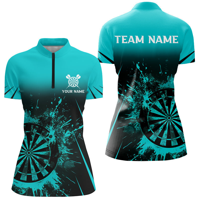 Turquoise Grunge Dart and Quarter-Zip Custom Retro Darts Board Team Dart