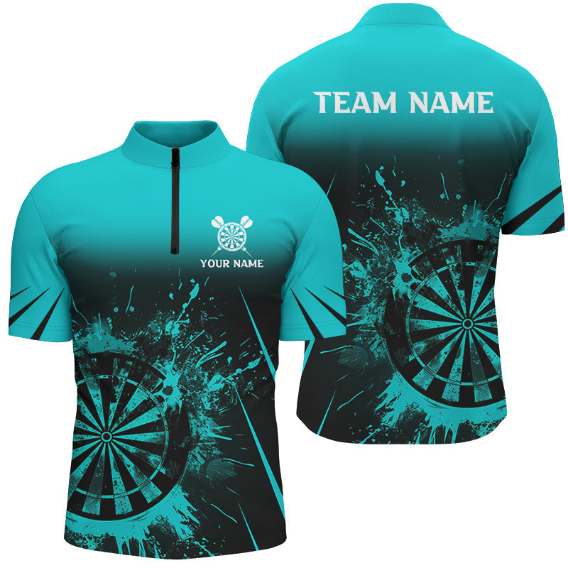 Turquoise Grunge Dart and Quarter-Zip Custom Retro Darts Board Team Dart