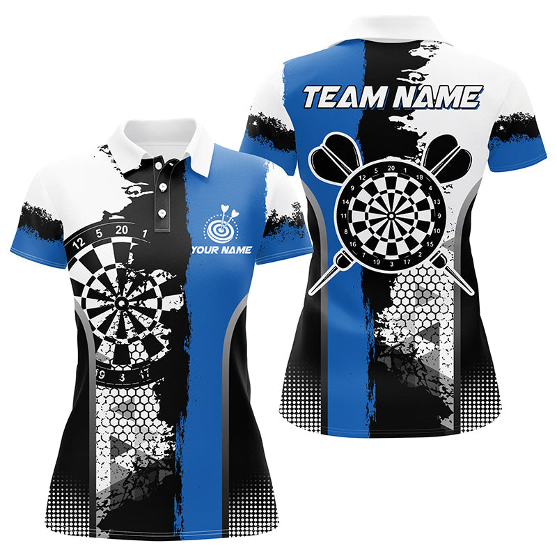 Personalized Black Blue Grunge Style Dart Men Quarter-Zip Custom Darts Team