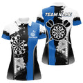 Personalized Black Blue Grunge Style Dart Men Quarter-Zip Custom Darts Team