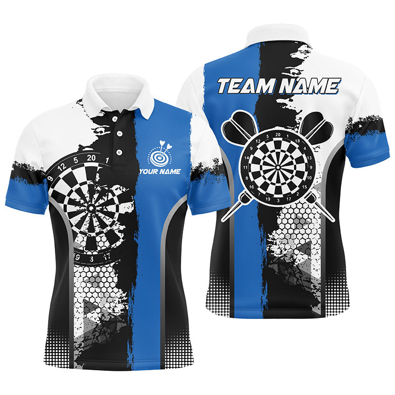 Personalized Black Blue Grunge Style Dart Men Quarter-Zip Custom Darts Team