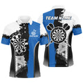 Personalized Black Blue Grunge Style Dart Men Quarter-Zip Custom Darts Team