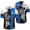 Personalized Black Blue Grunge Style Dart Men Quarter-Zip Custom Darts Team