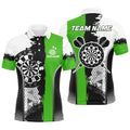 Personalized Black Green Grunge Style Dart Men Quarter-Zip Custom Darts Team