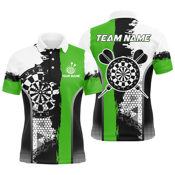 Personalized Black Green Grunge Style Dart Men Quarter-Zip Custom Darts Team