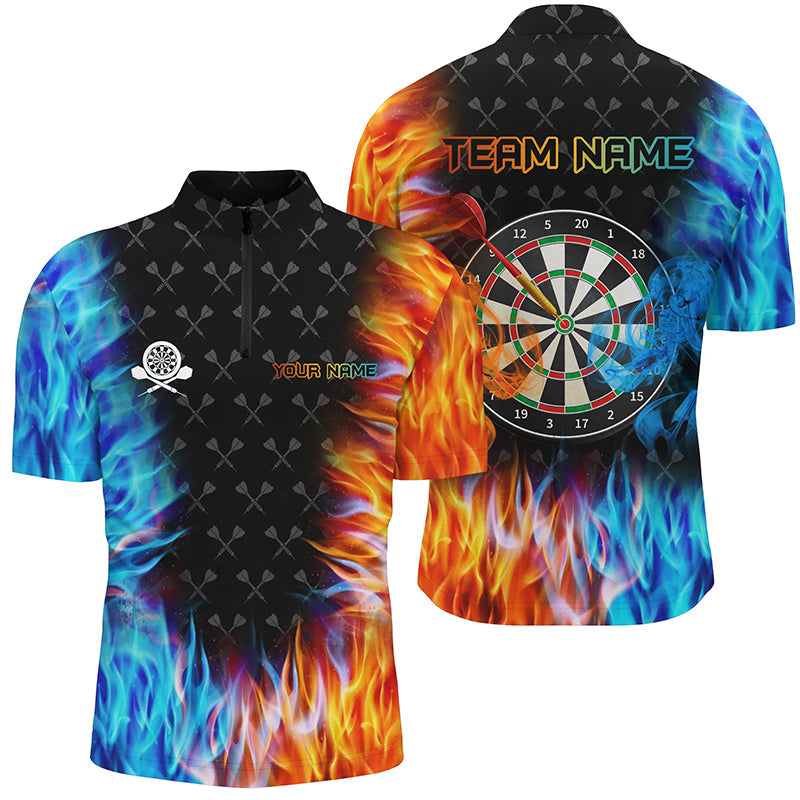 Personalized Dart Board Fire and Water 3D Printed Women Quarter-Zip Custom Darts