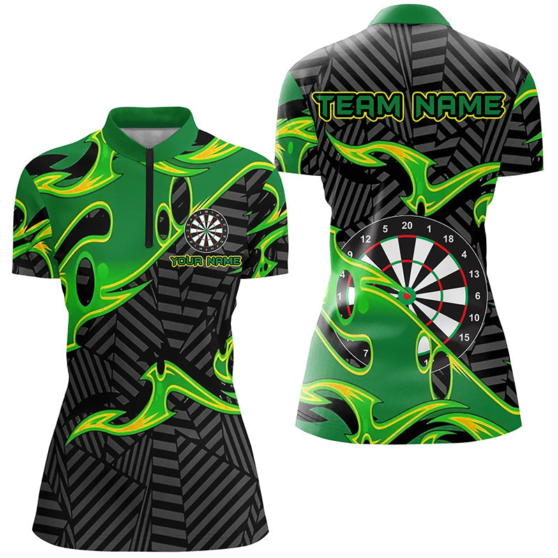 Black Green Darts Board Personalized Men Dart Quarter-Zip Custom Darts Team