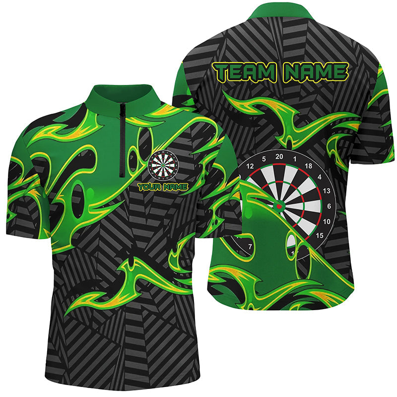 Black Green Darts Board Personalized Men Dart Quarter-Zip Custom Darts Team