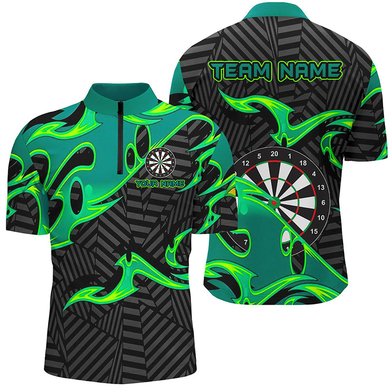 Black Turquoise Dartboard Personalized Men Dart Quarter-Zip Custom Darts Team