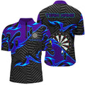 Black Purple Darts Board Personalized Men Dart Quarter-Zip Custom Darts Team