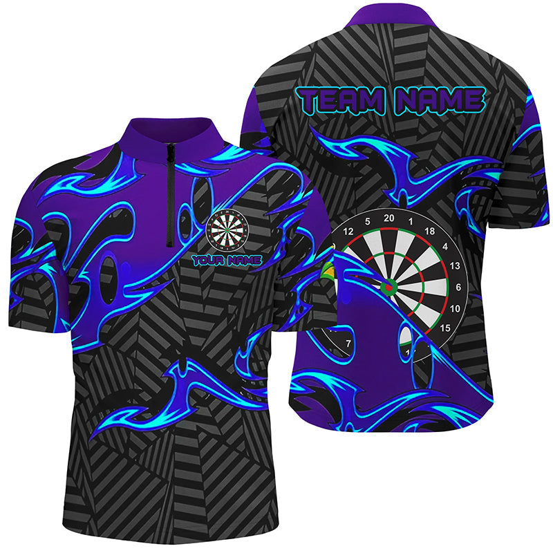 Black Purple Darts Board Personalized Men Dart Quarter-Zip Custom Darts Team