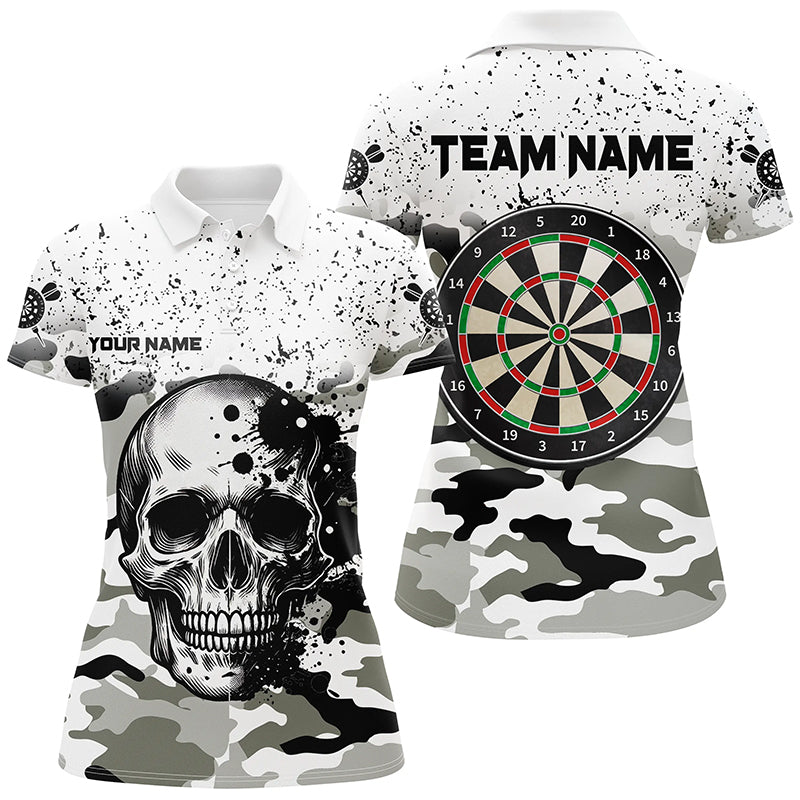 Personalized Black White Grunge Camo Skull Darts Custom Unique Darts Team