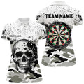 Personalized Black White Grunge Camo Skull Darts Custom Unique Darts Team