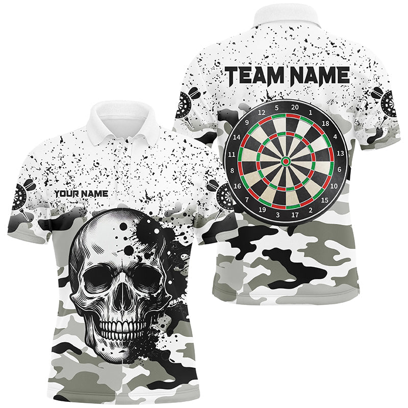 Personalized Black White Grunge Camo Skull Darts Custom Unique Darts Team
