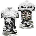 Personalized Black White Grunge Camo Skull Darts Custom Unique Darts Team