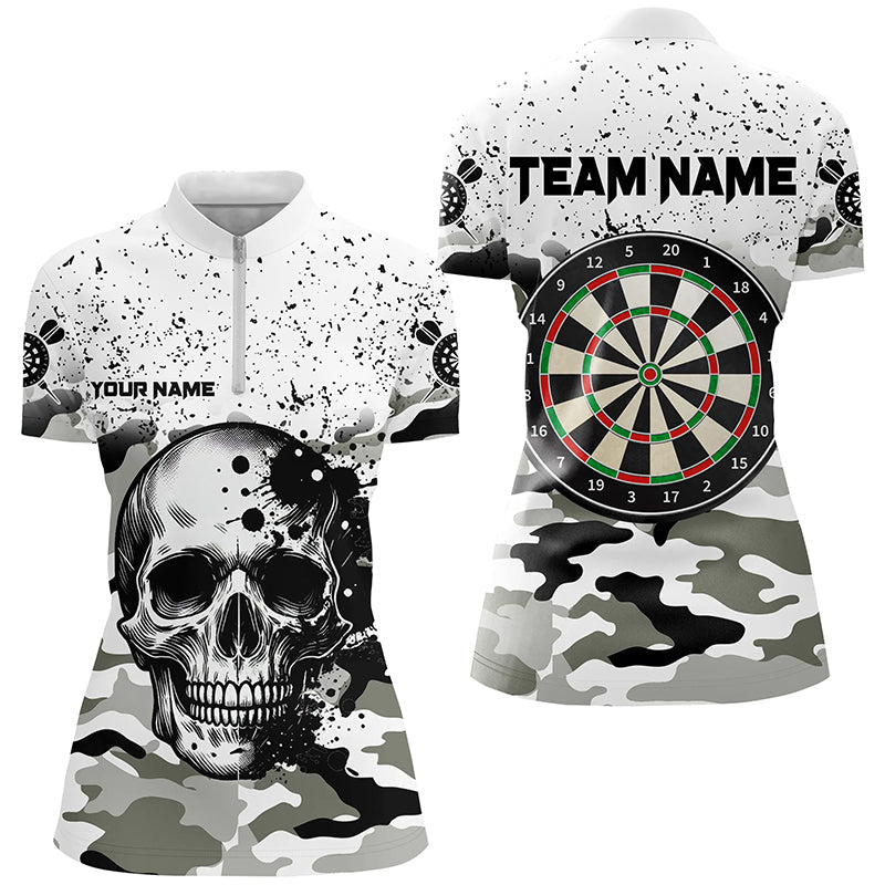 Personalized Black White Grunge Camo Skull Darts Custom Unique Darts Team