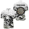 Personalized Black White Grunge Camo Skull Darts Custom Unique Darts Team