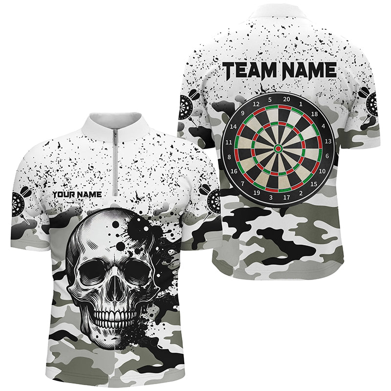 Personalized Black White Grunge Camo Skull Darts Custom Unique Darts Team