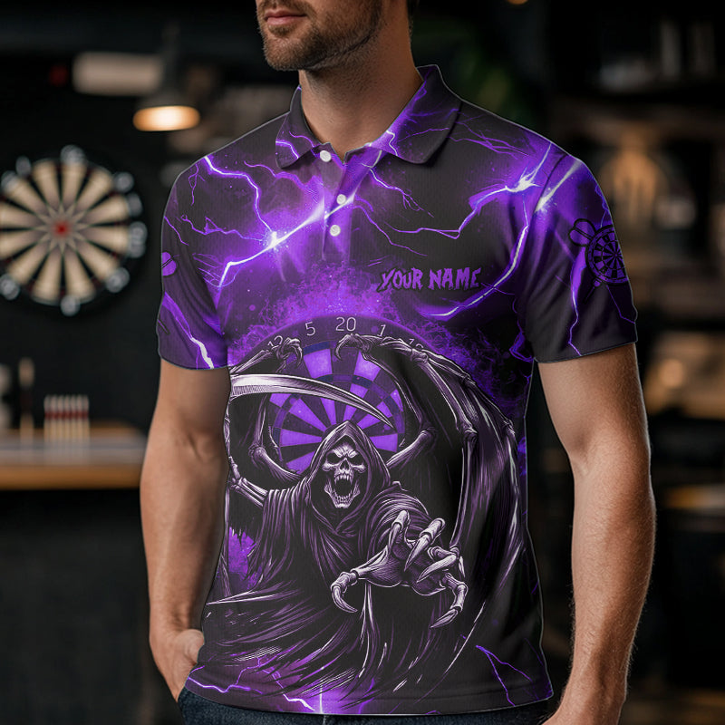 Personalized Purple Death Skeleton Custom Thunder Lightning Men Dart, 3D Darts Team