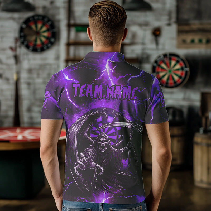 Personalized Purple Death Skeleton Custom Thunder Lightning Men Dart, 3D Darts Team