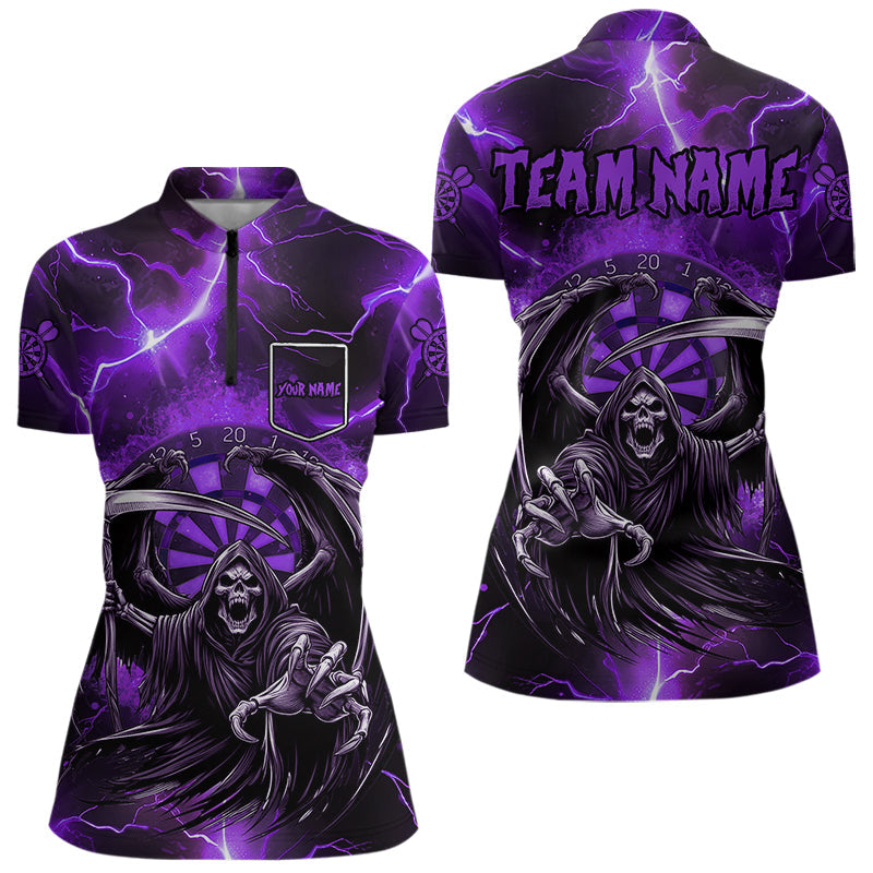 Personalized Purple Death Skeleton Custom Thunder Lightning Men Dart, 3D Darts Team