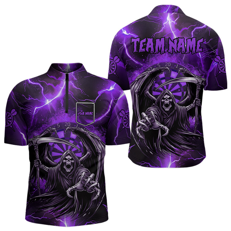 Personalized Purple Death Skeleton Custom Thunder Lightning Men Dart, 3D Darts Team