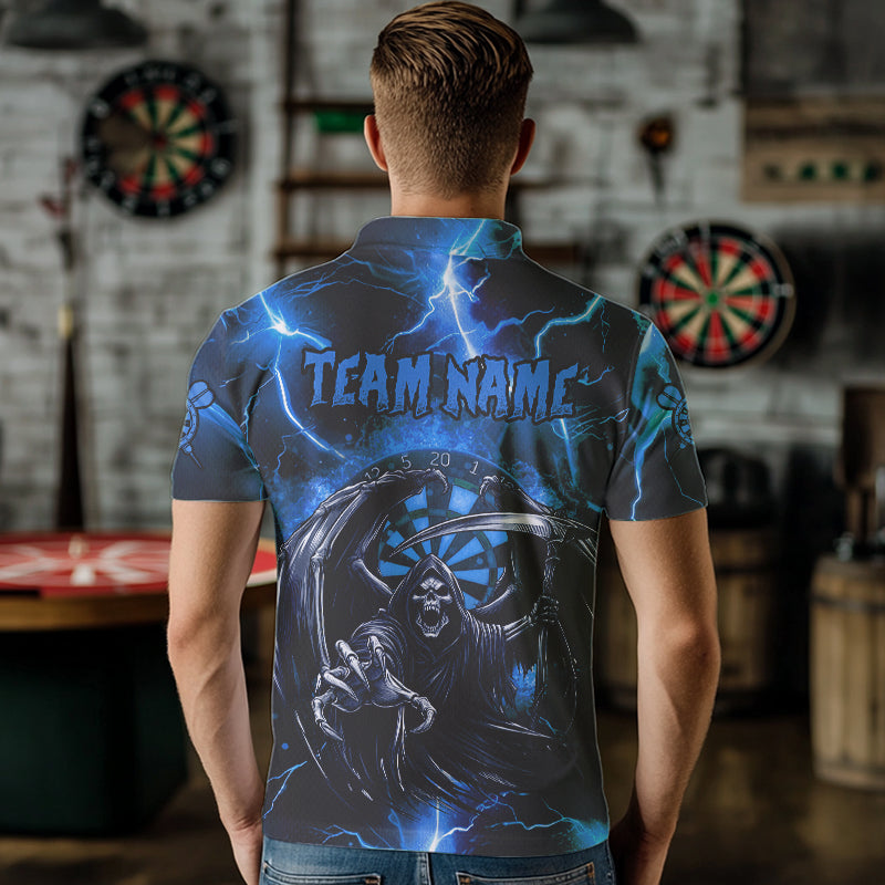 Personalized Blue Death Skeleton Custom Thunder Lightning Men Dart, 3D Darts Team