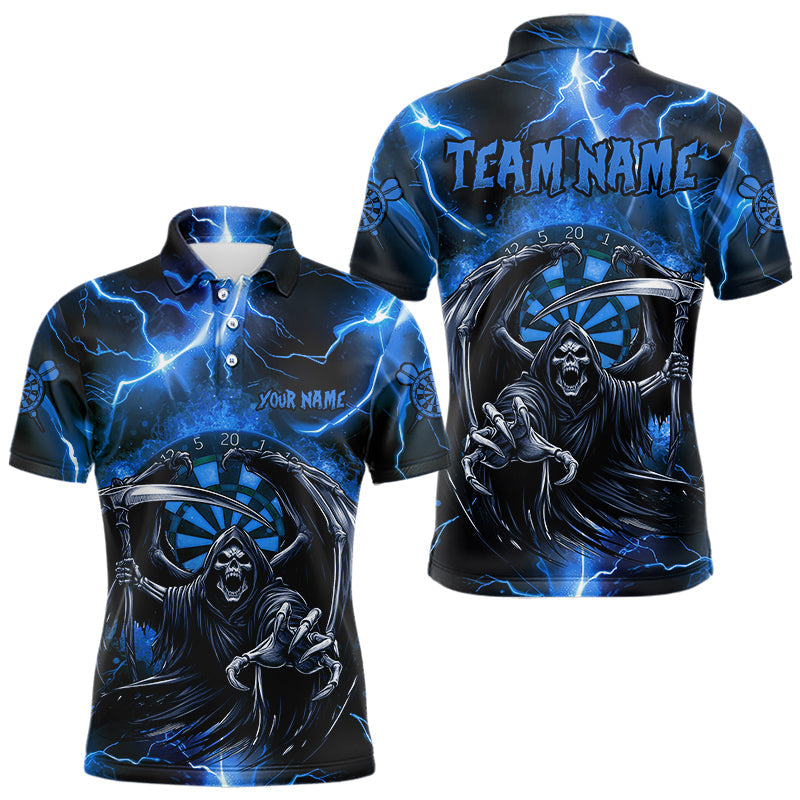 Personalized Blue Death Skeleton Custom Thunder Lightning Men Dart, 3D Darts Team