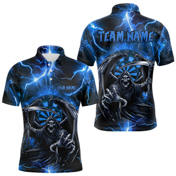 Personalized Blue Death Skeleton Custom Thunder Lightning Men Dart, 3D Darts Team