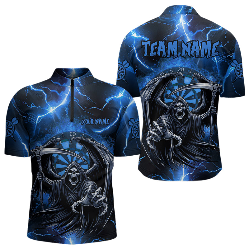 Personalized Blue Death Skeleton Custom Thunder Lightning Men Dart, 3D Darts Team