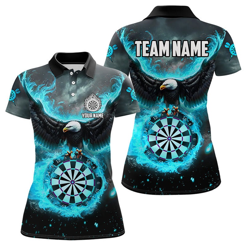 Personalized Blue Cyan Fire Flame Dartboard Eagle 3D Men Dart, Darts League Team