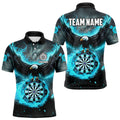 Personalized Blue Cyan Fire Flame Dartboard Eagle 3D Men Dart, Darts League Team